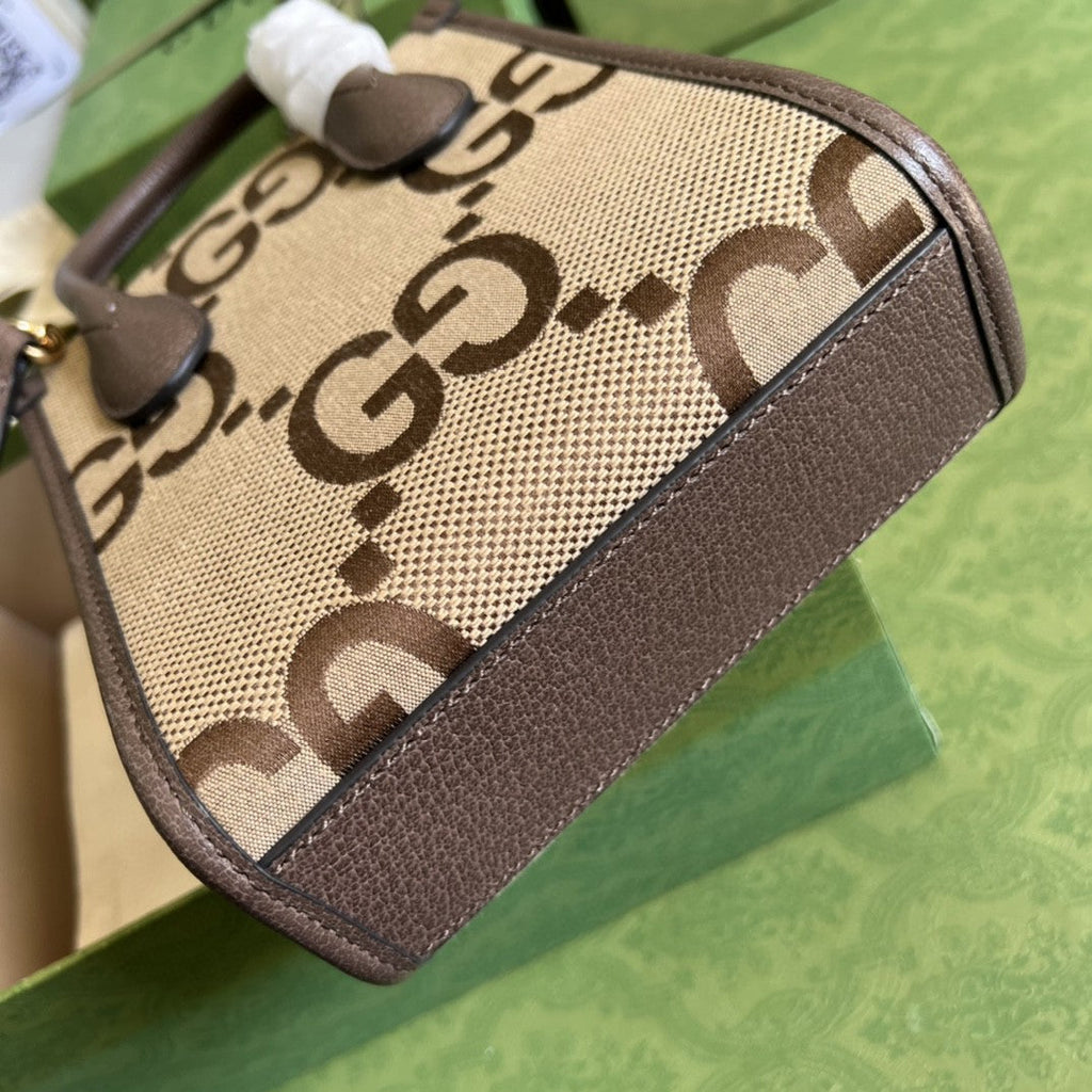 Glami Jumbo Glami Mini Tote Bag Camel And Ebony Jumbo Canvas For Women  8in/20cm 699406 UKMGLAMI 2570