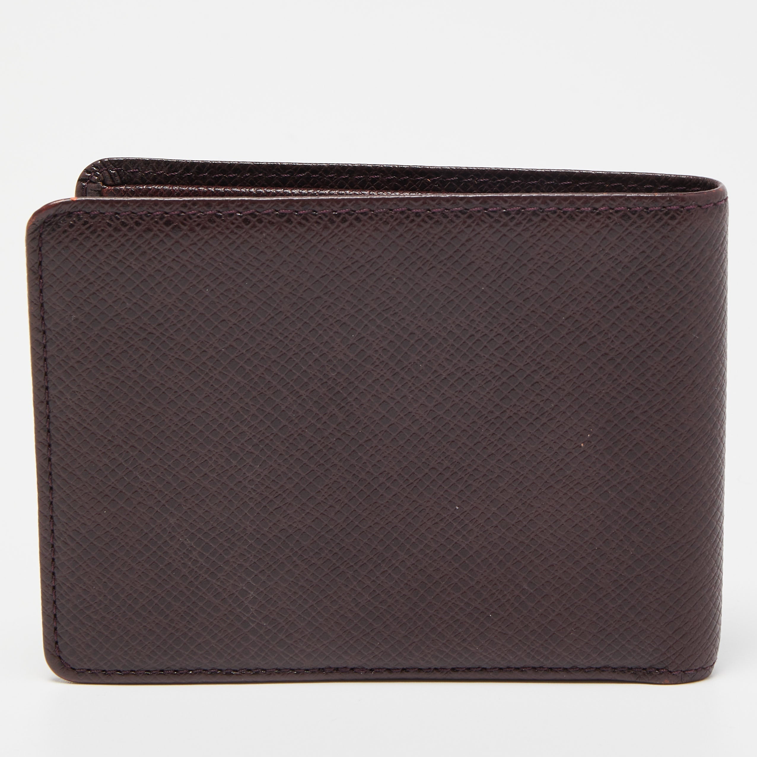 Louis Vuitton Burgundy Taiga Leather Bifold Wallet