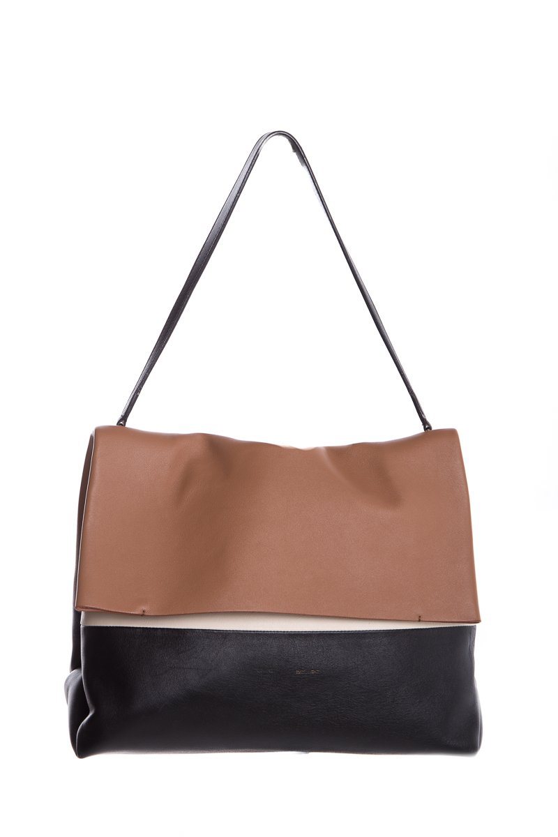 CÃƒÆ’Ã‚Â©line Ivory, Brown & Black Leather All Soft Tote