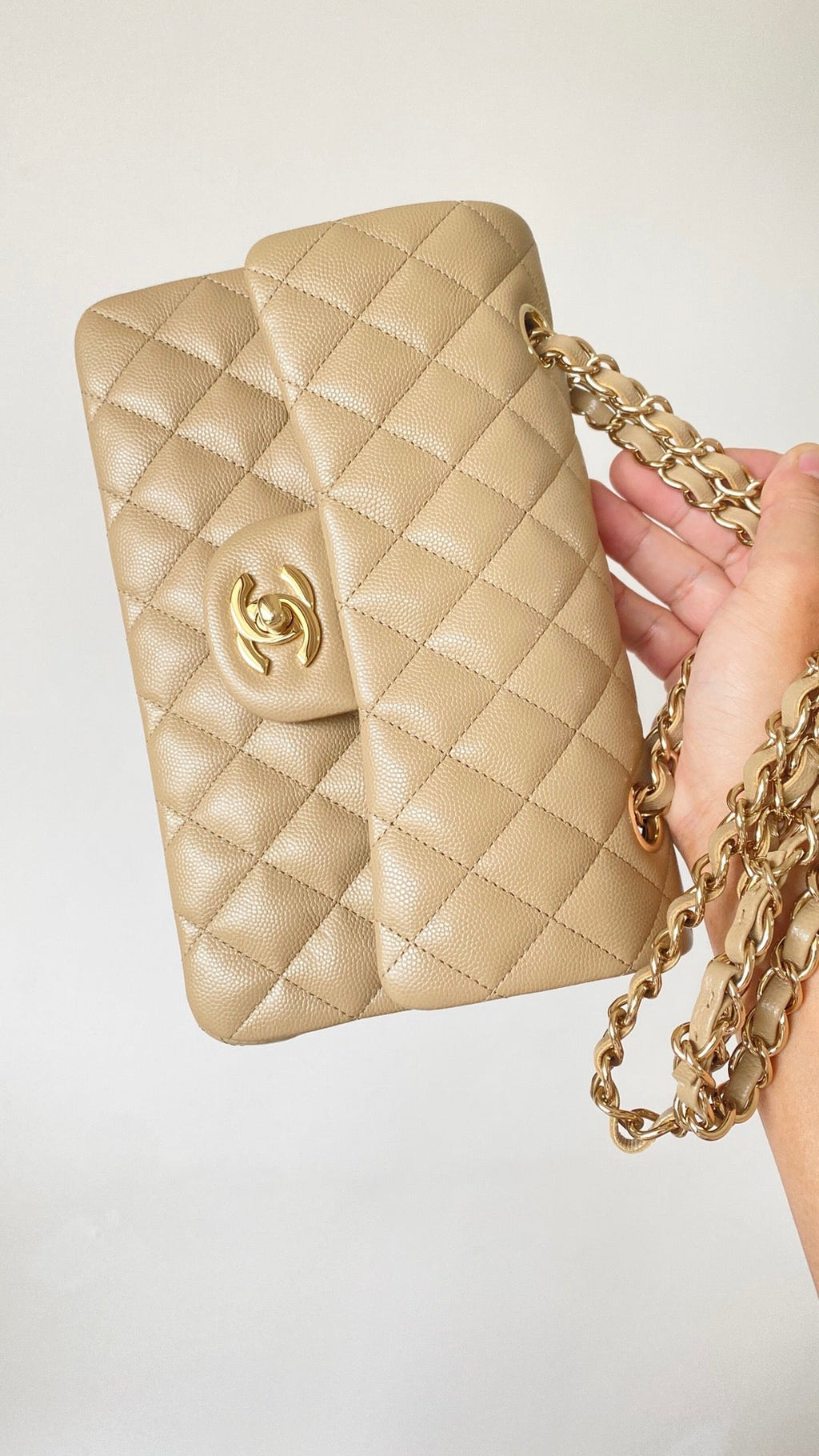 CHLSmall Classic Handbag Beige For Women, Women’s Bags 9.1in/23cm