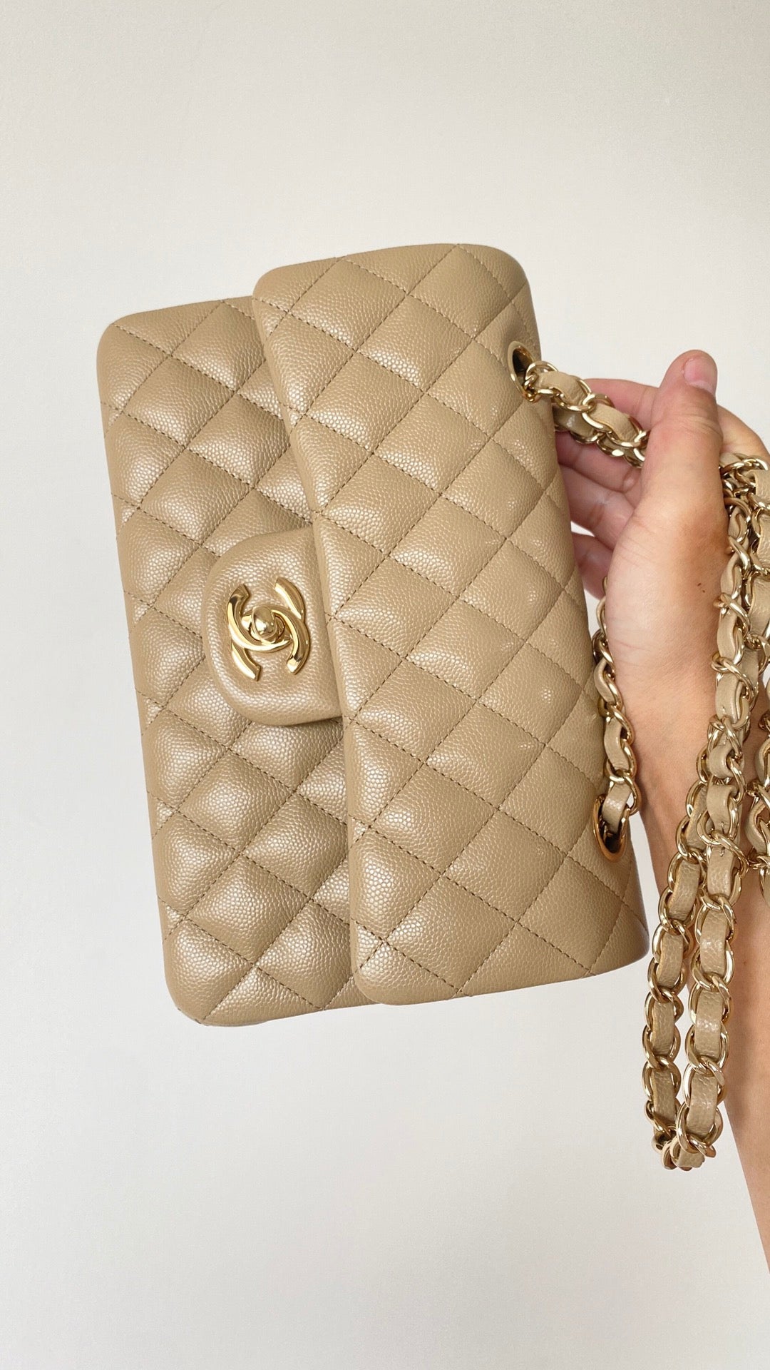 CHLSmall Classic Handbag Beige For Women, Women’s Bags 9.1in/23cm