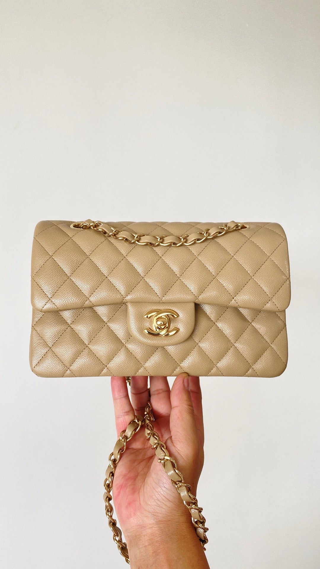 CHLSmall Classic Handbag Beige For Women Bags 9.1in/23cm