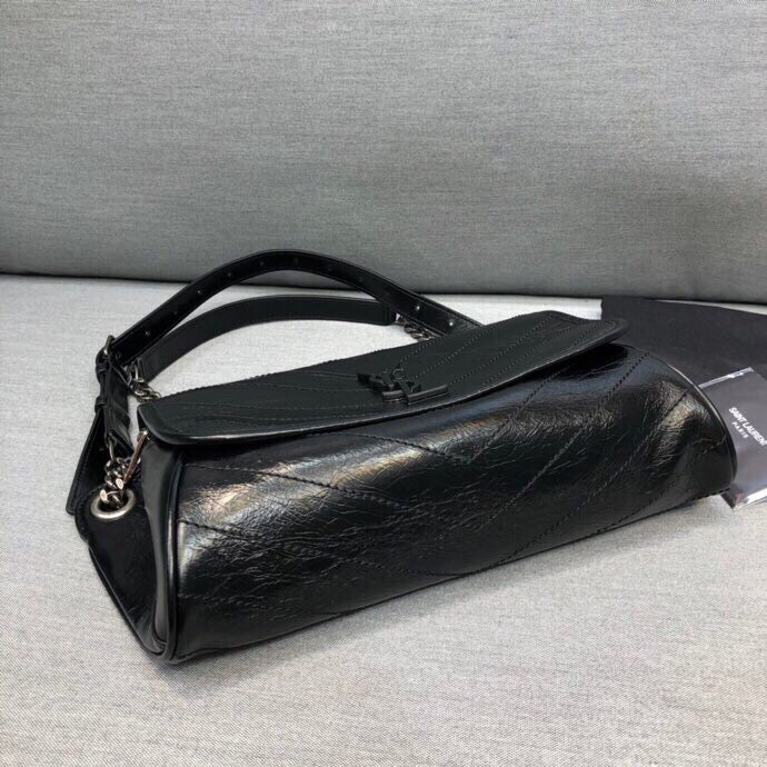 GLAMI Niki MeGLAMIum Crinkled Shoulder Bag Black For Women 11in/28cm YSL