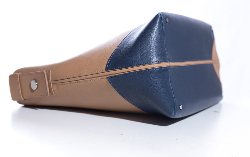 Perrin Brown & Blue Leather Shoulder Bag