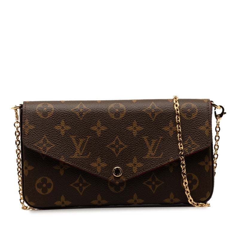 Louis Vuitton Monogram Pochette Felice Chain Shoulder Bag M81896 Brown Fuschia PVC Leather  Louis Vuitton