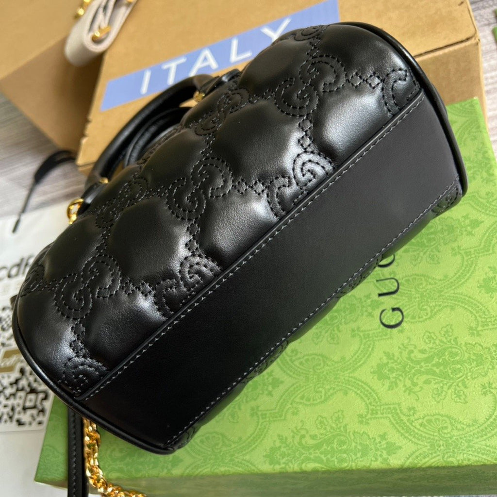 gg Matelasse Top Handle Bag Black For Women, Women’s Bags 7.5in/19cm gg ‎702251 UM8HG 1046