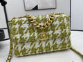 CHL 19 Large Handbag Gold Hardware Green For Women, Women’s Handbags, Shoulder Bags 11.8in/30cm