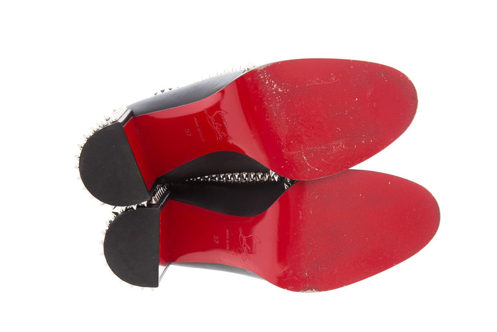 Christian Louboutin Black Outline Spike Leather Booties SZ 37