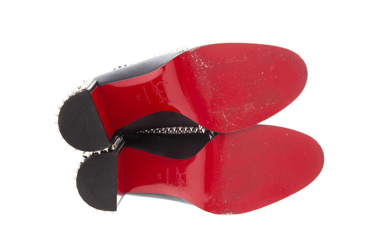 Christian Louboutin Black Outline Spike Leather Booties SZ 37