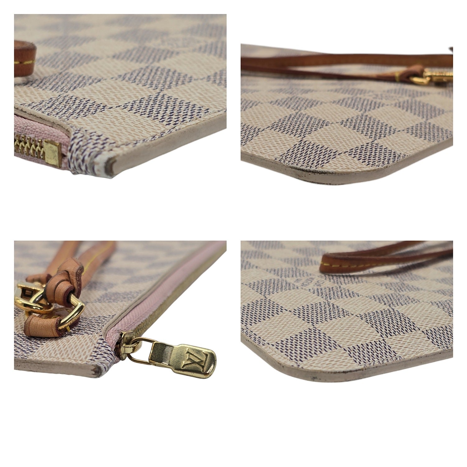 Louis Vuitton Damier Azur Pochette Wristlet Rose Ballerine