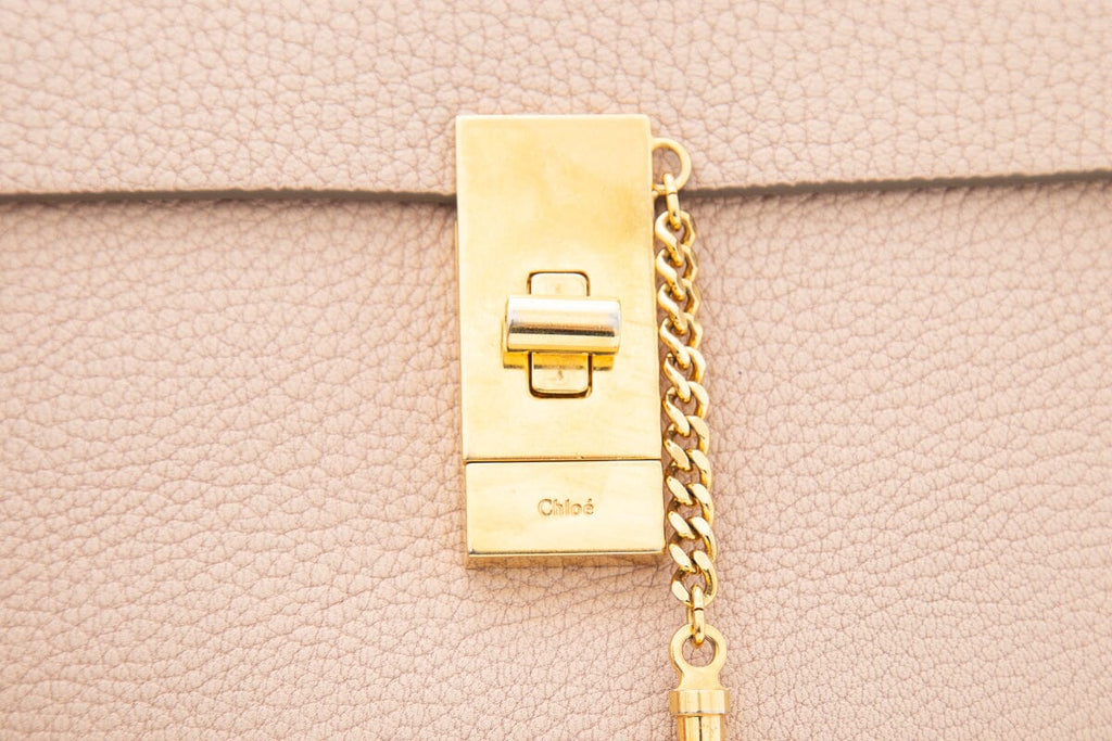 Chloe Pink Grained Lambskin Drew Shoulder Handbag