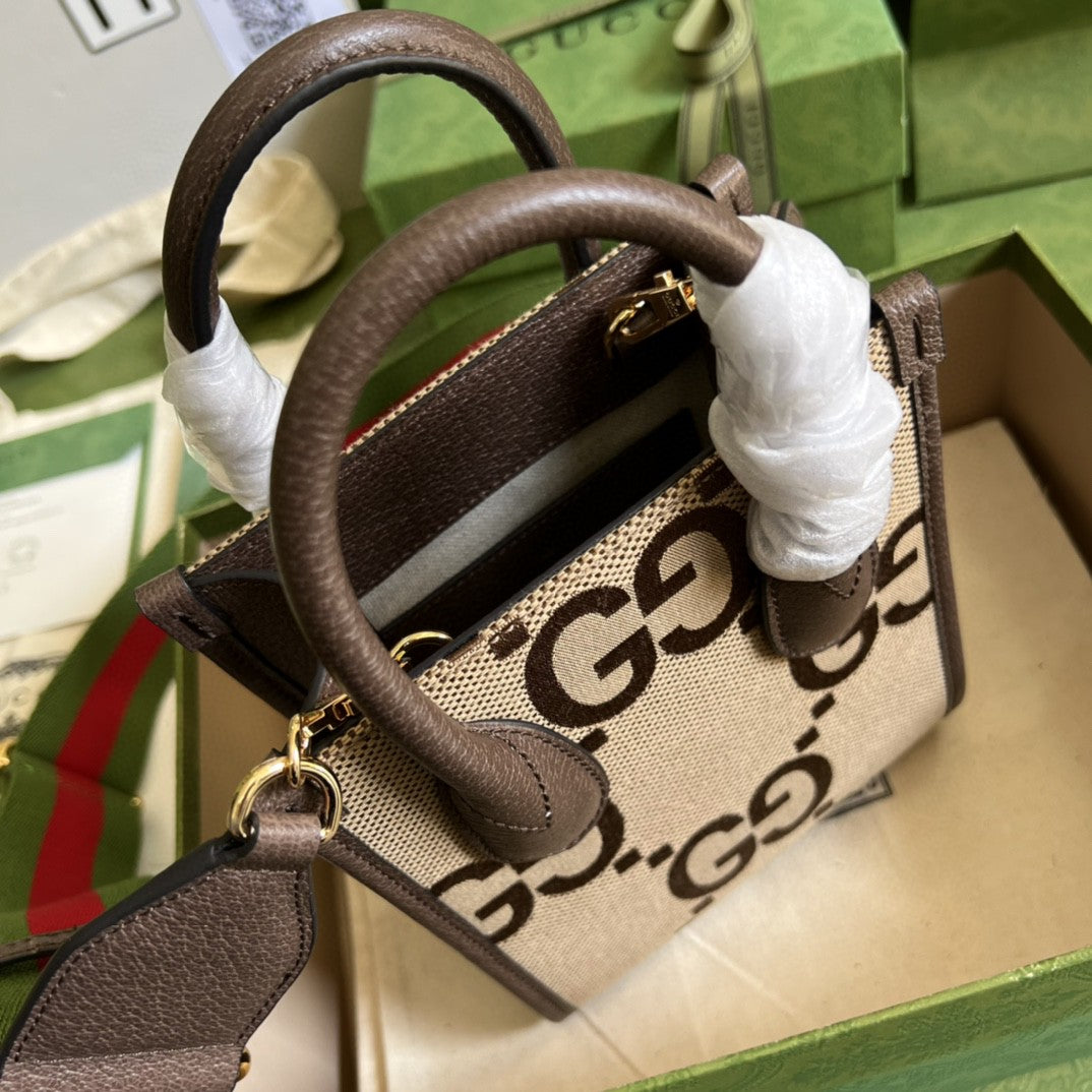Glami Jumbo Glami Mini Tote Bag Camel And Ebony Jumbo Canvas For Women  8in/20cm 699406 UKMGLAMI 2570