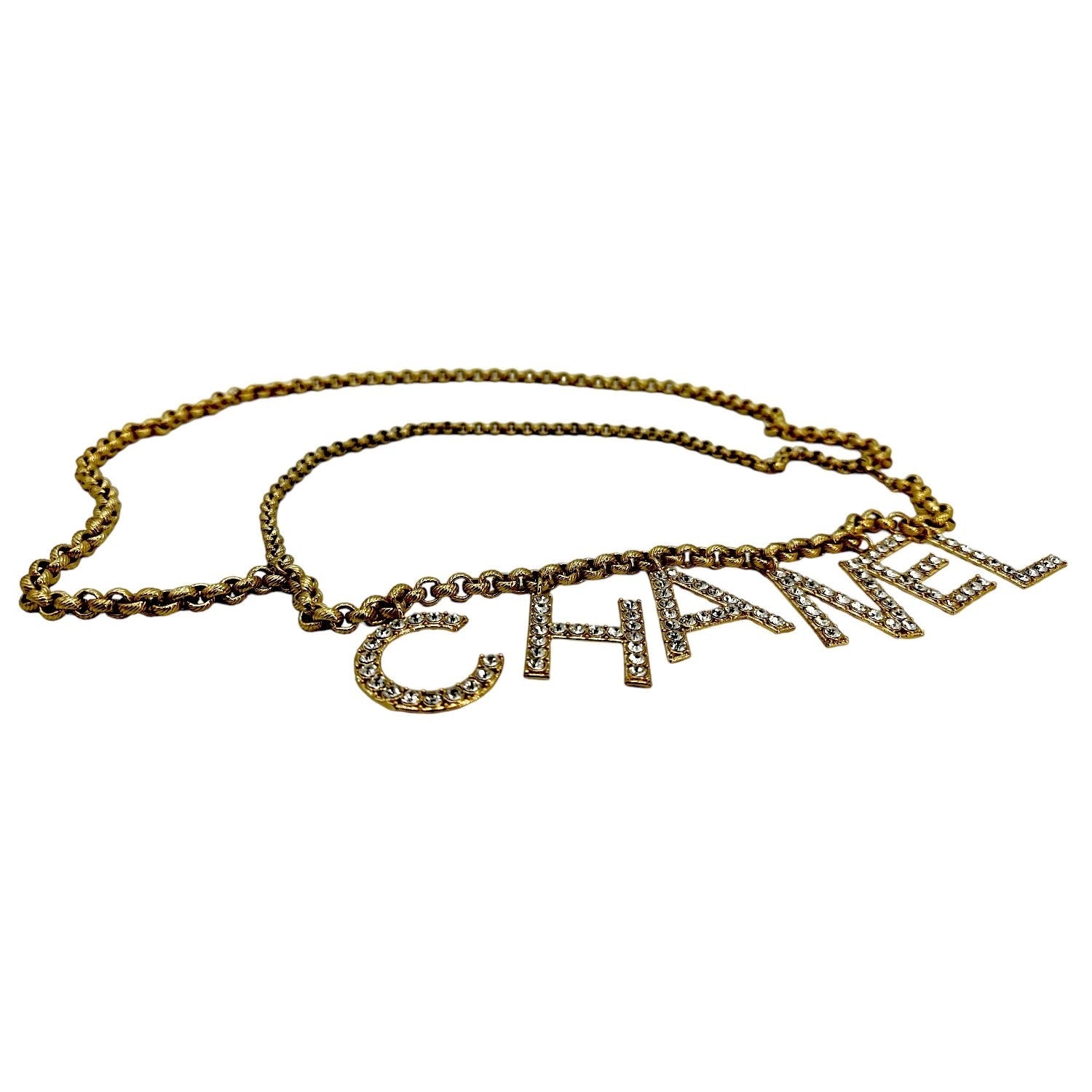 CHANEL Crystal City of Lights Letter Gold Tone Waist Chain Belt