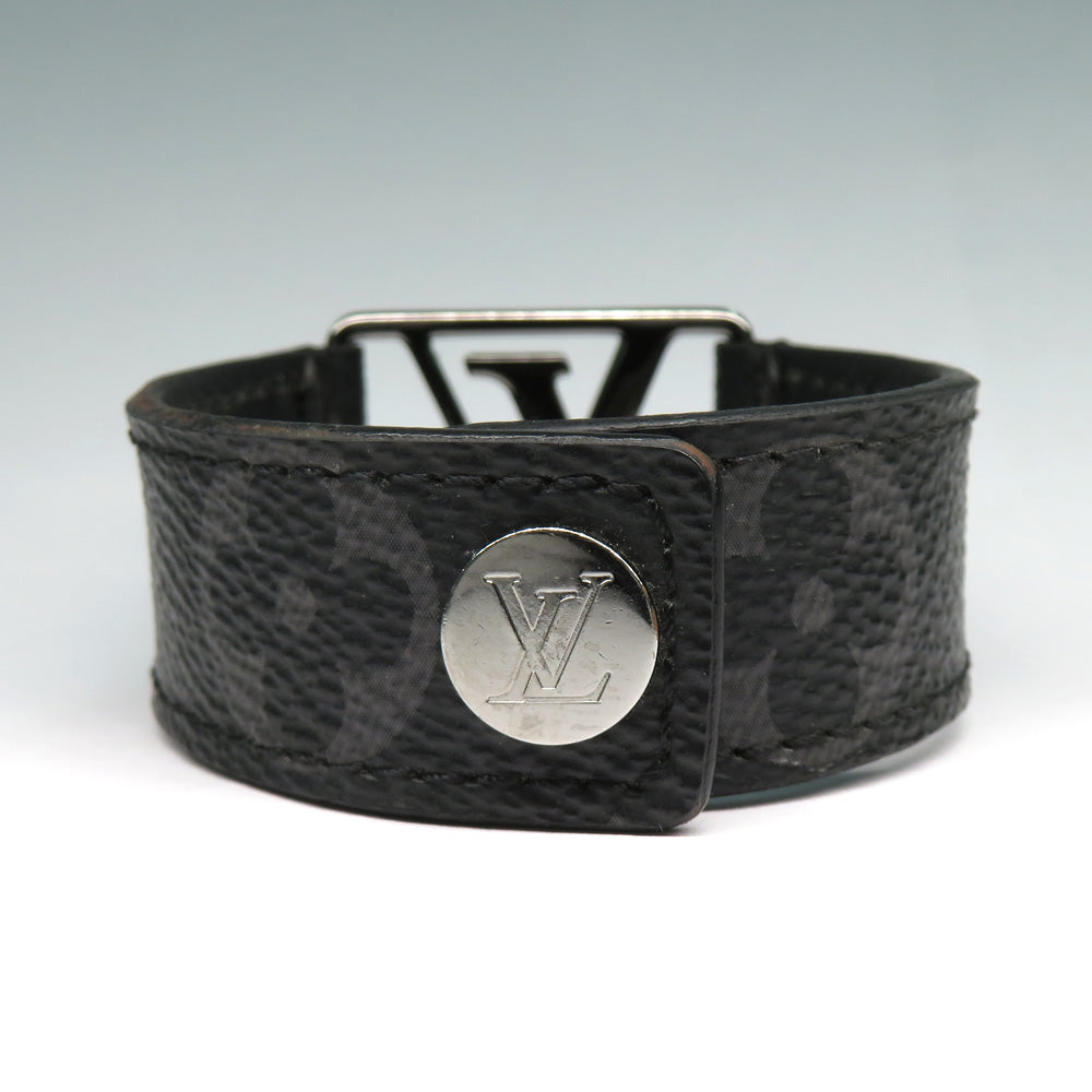 Louis Vuitton Hockenheim M6295E Monogram Eclipse Bracelet Size 19 Silver  Accessoires Small