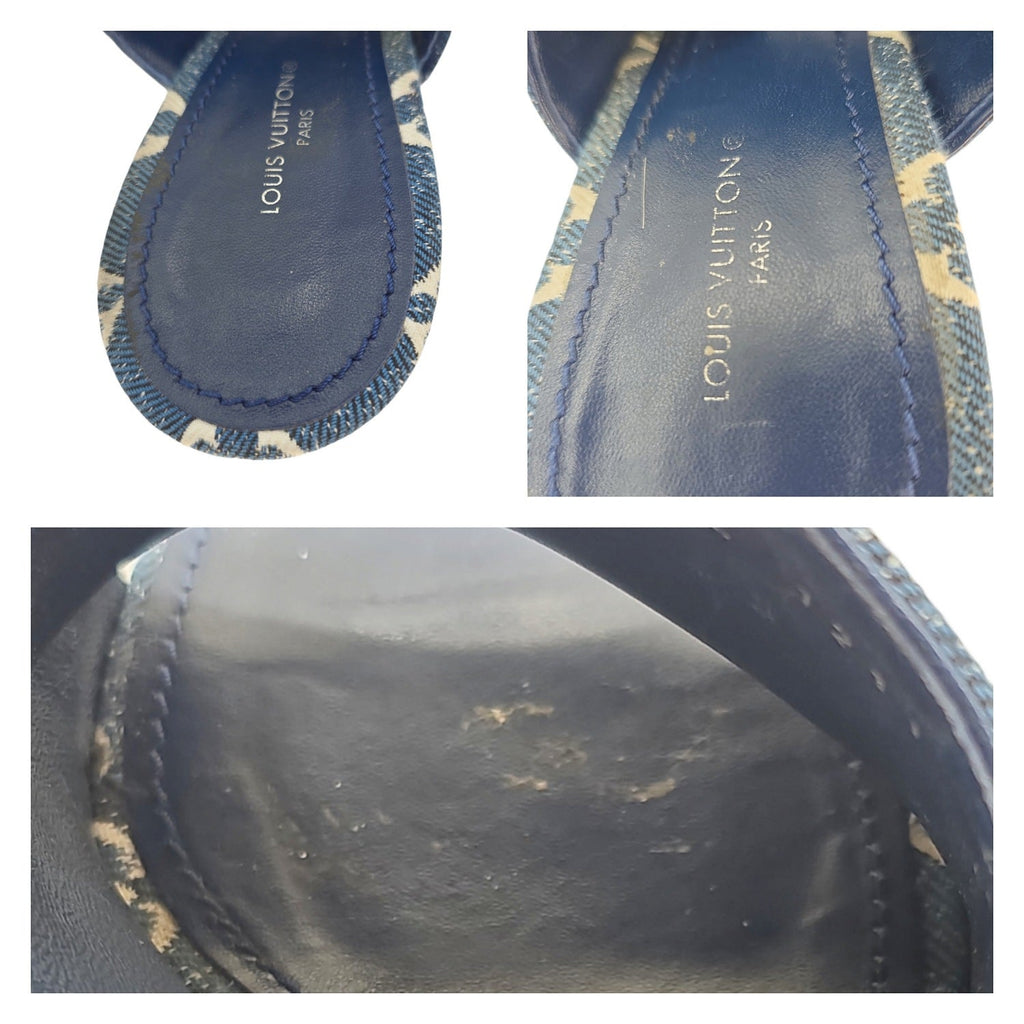 Louis Vuitton Denim Monogram Silhouette Mules size 38.5