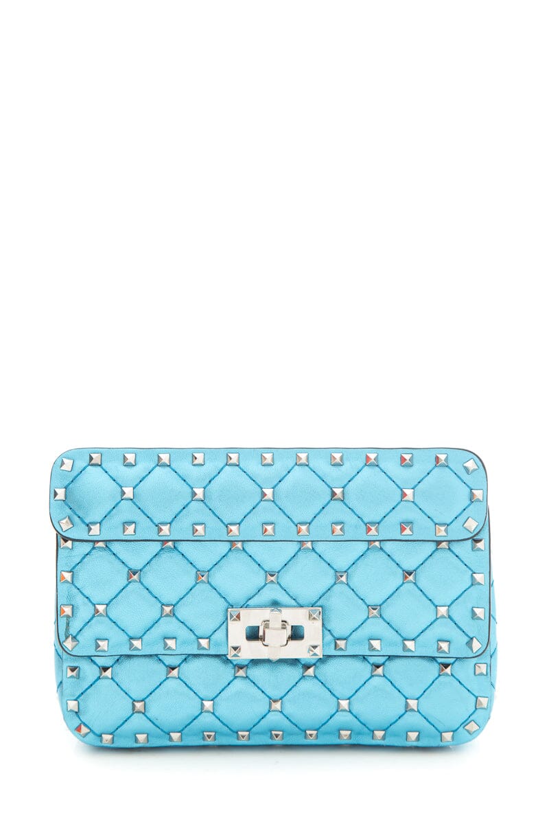 Valentino Garavani Blue Metallic Rockstud "Spike" Cross-Body