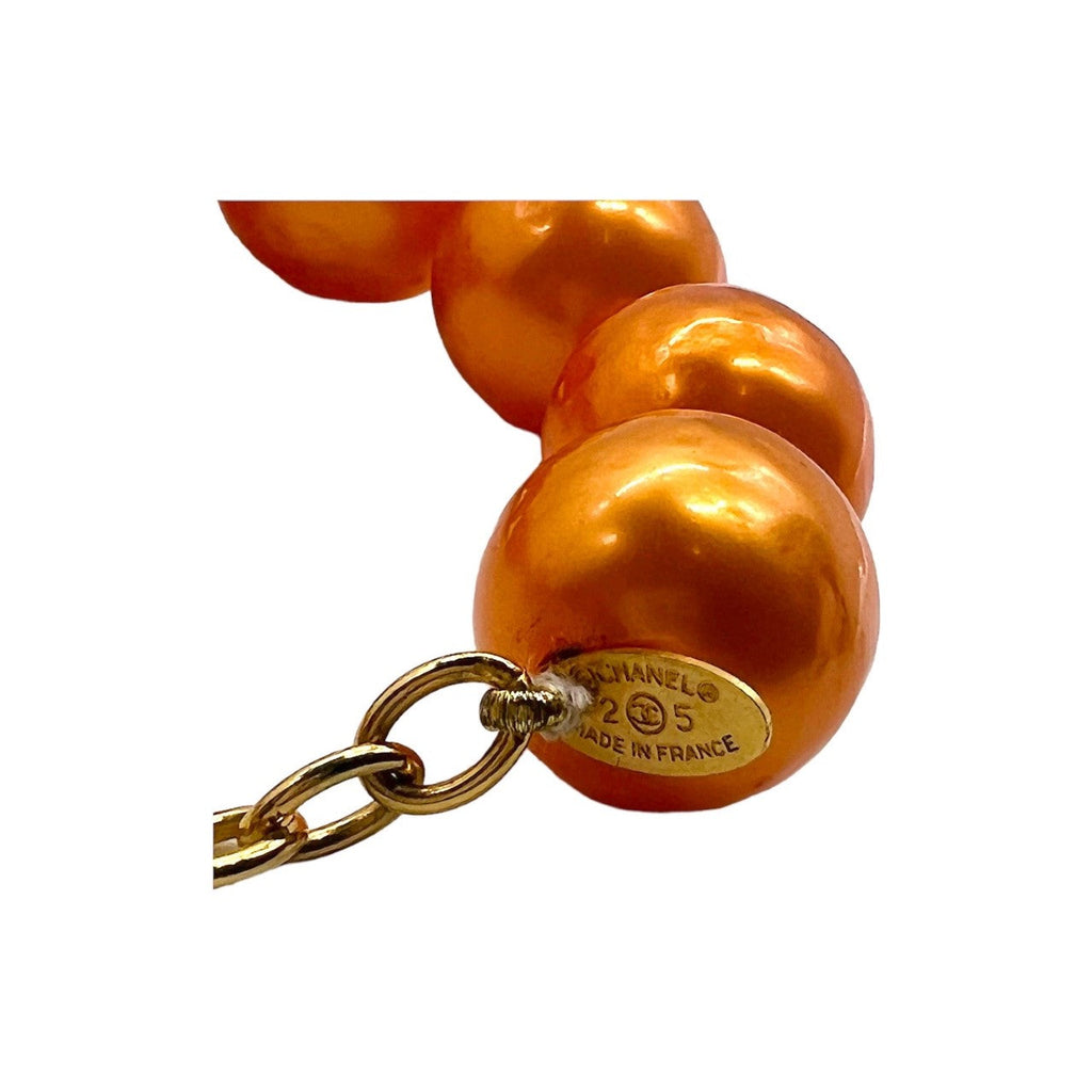 Vintage CHANEL Orange Synthetic Pearl Necklace
