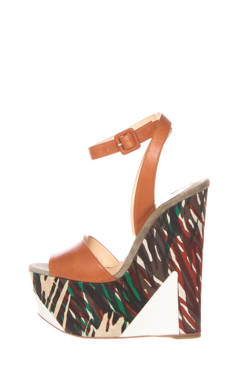 Christian Louboutin Green Multi Wedge SZ 37.5