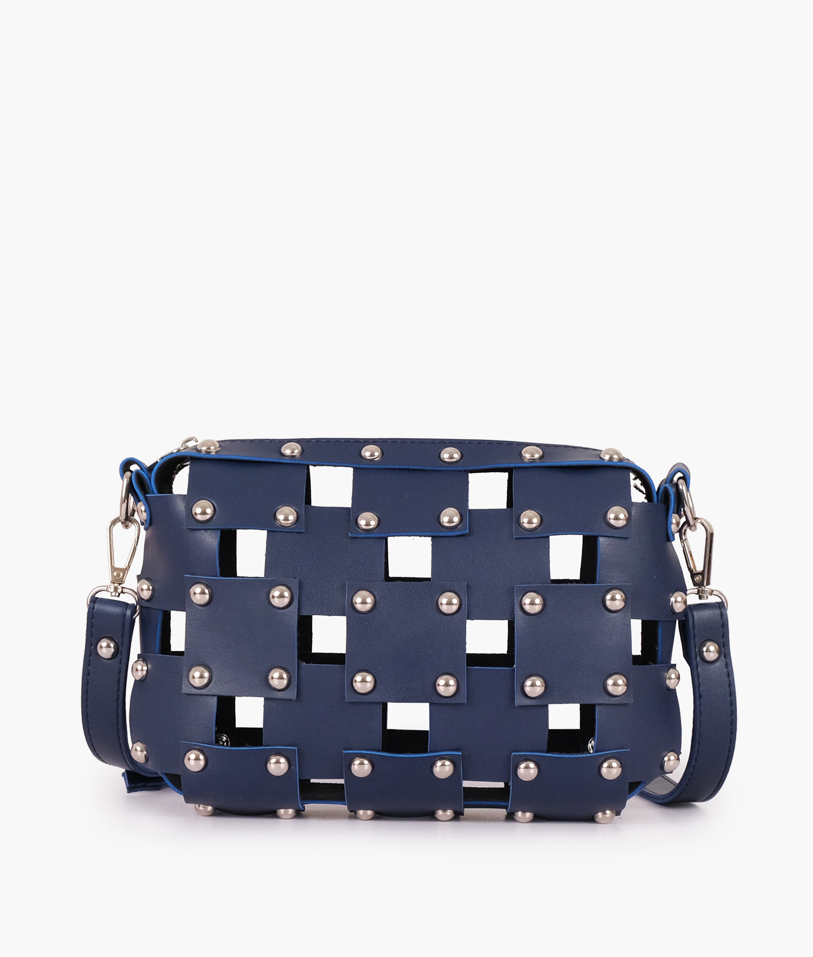 Blue rivet cross-body bag