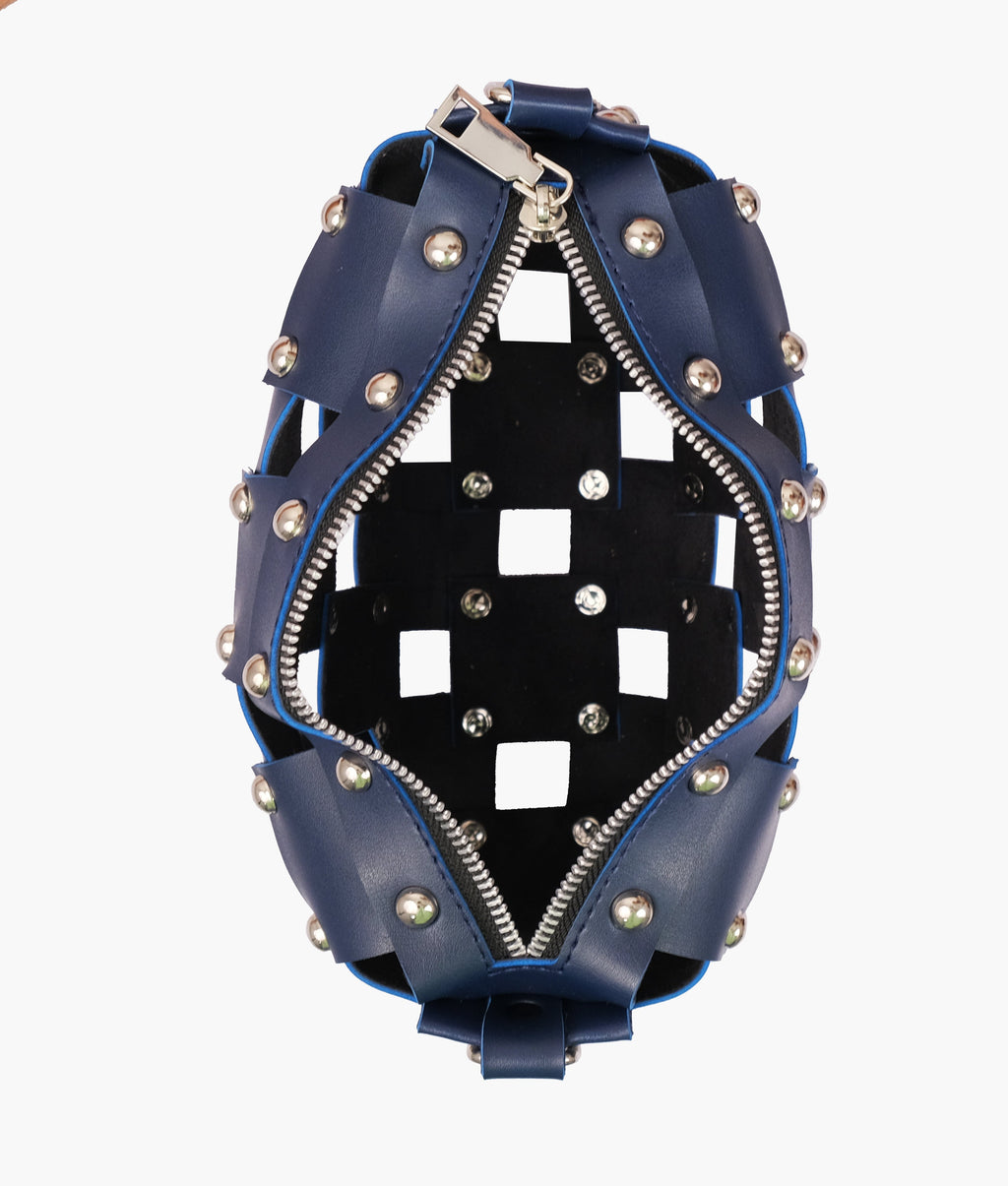 Blue rivet cross-body bag