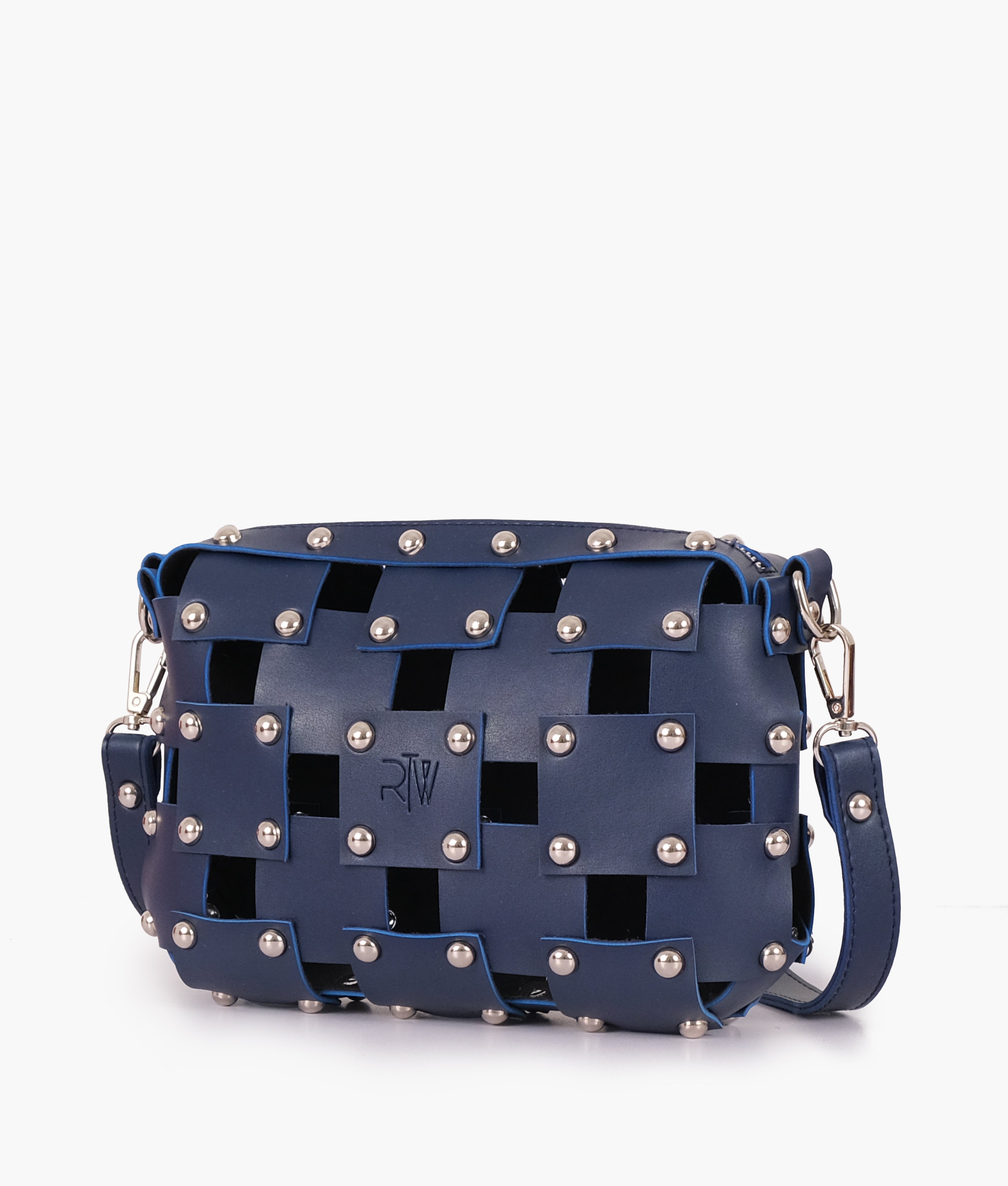 Blue rivet cross-body bag