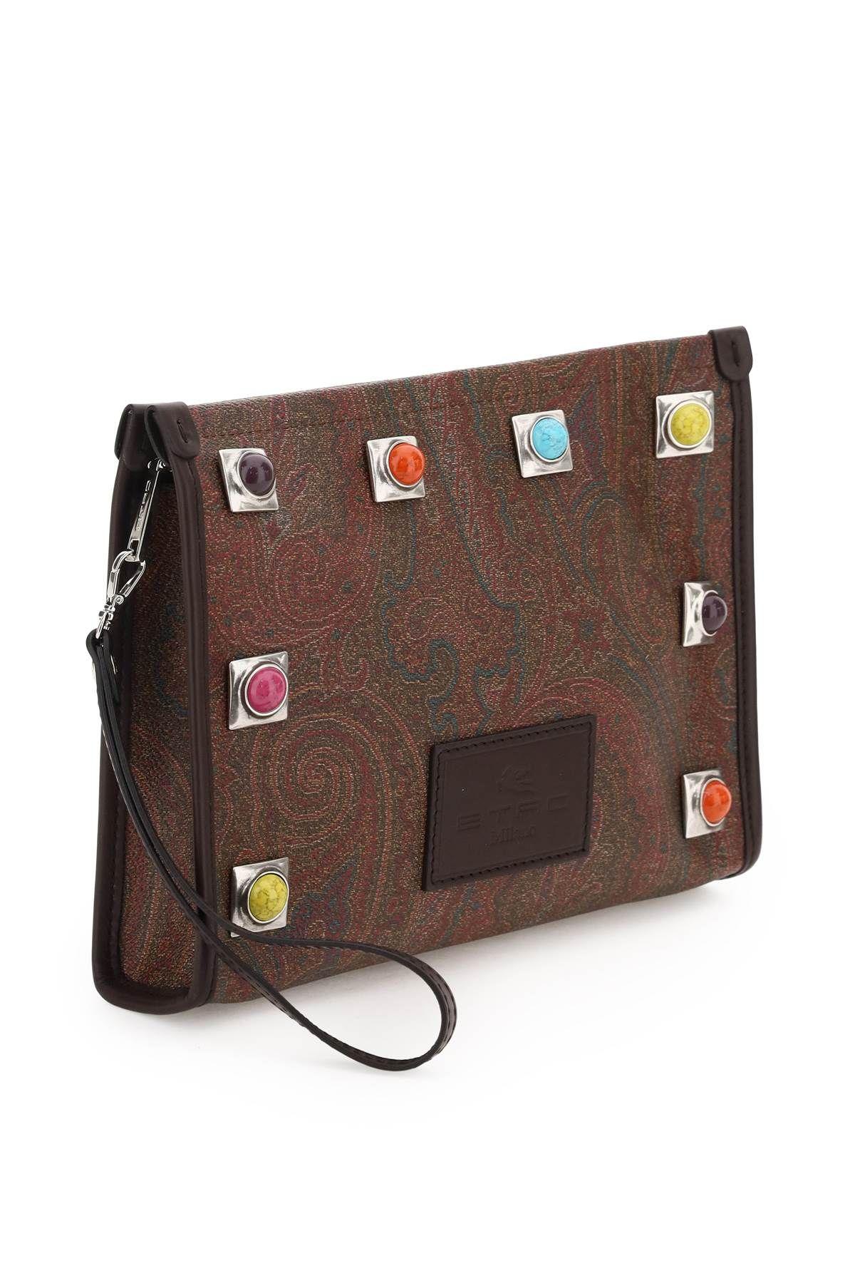 Etro Women Paisley Pouch With Studs & Stones