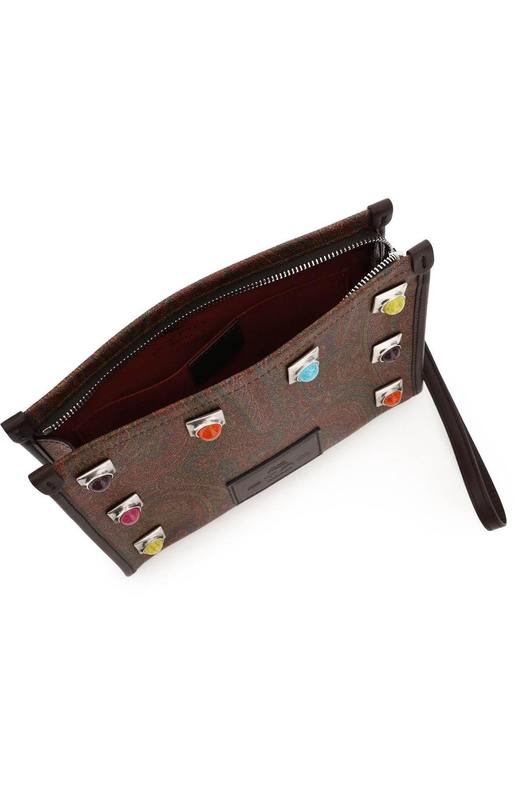 Etro Women Paisley Pouch With Studs & Stones