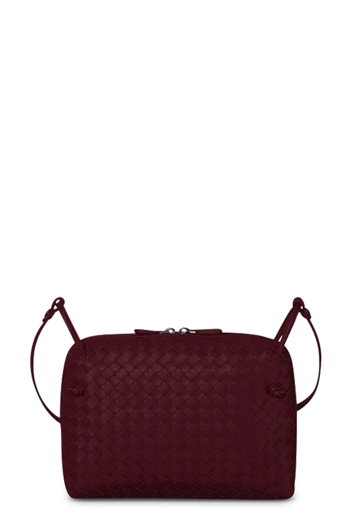 Intrecciato Double Zip Nodini Maroon