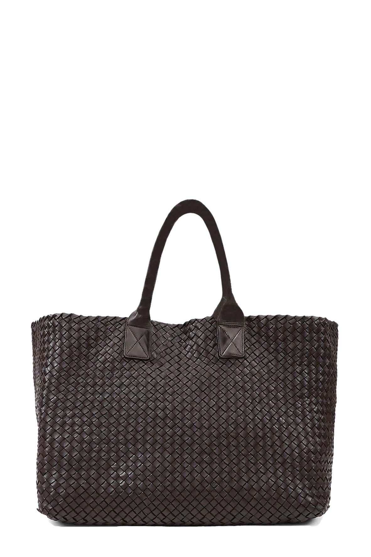 Intrecciato Nappa Large Cabat Espresso with Handle Wraps
