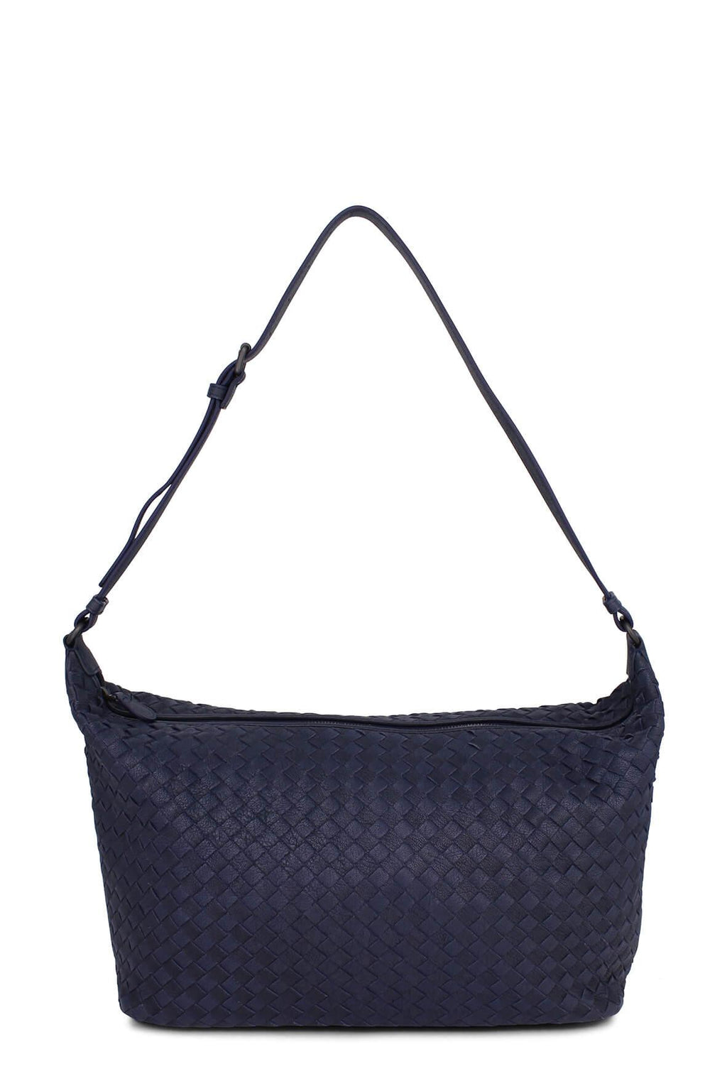Large Intrecciato Zip Hobo Navy
