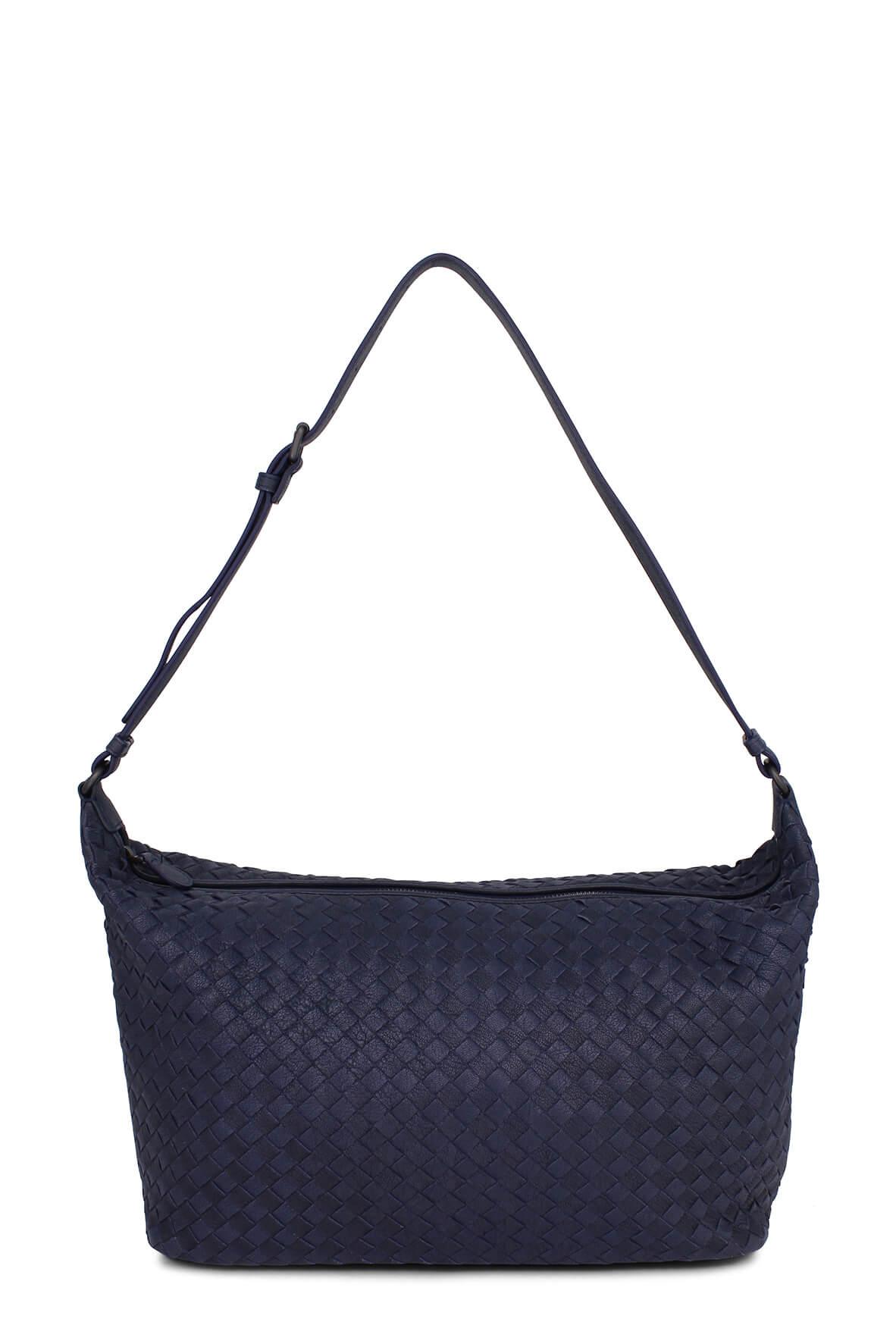 Large Intrecciato Zip Hobo Navy