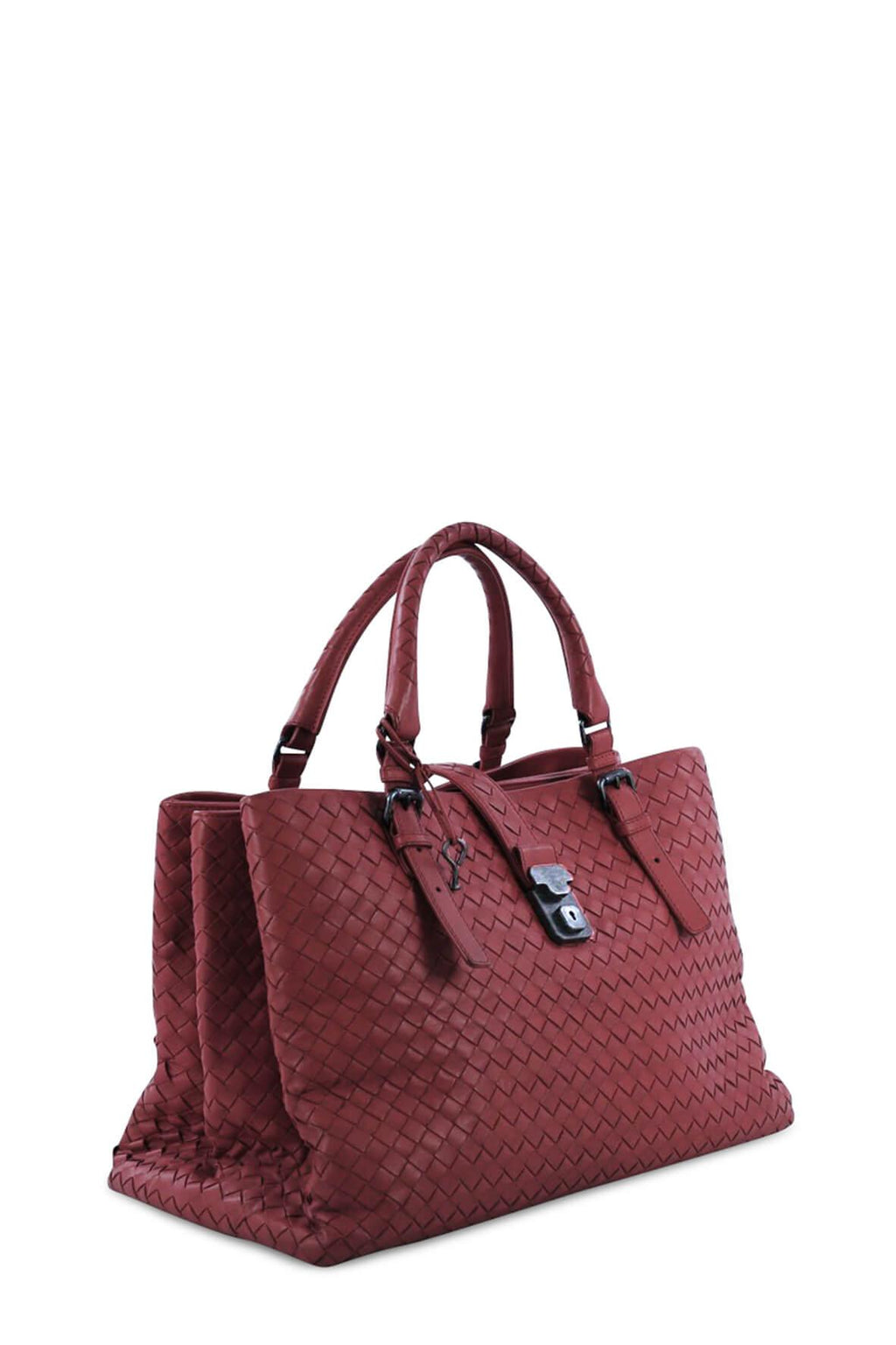Medium Roma Intrecciato Dark Red