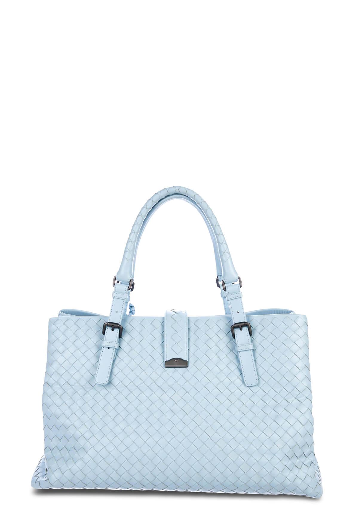 Medium Roma Intrecciato Sky Blue