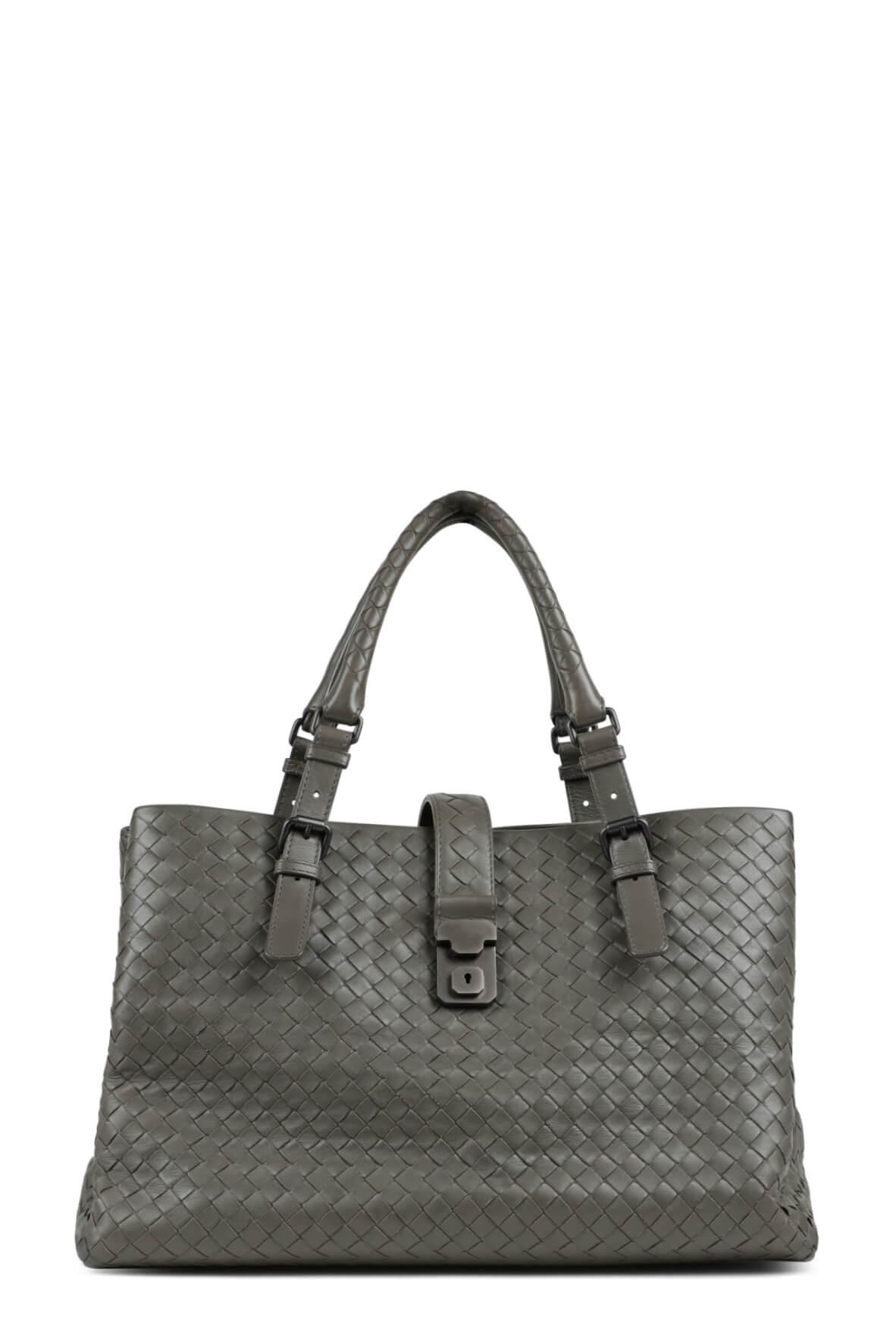 Medium Roma Intrecciato Taupe Grey