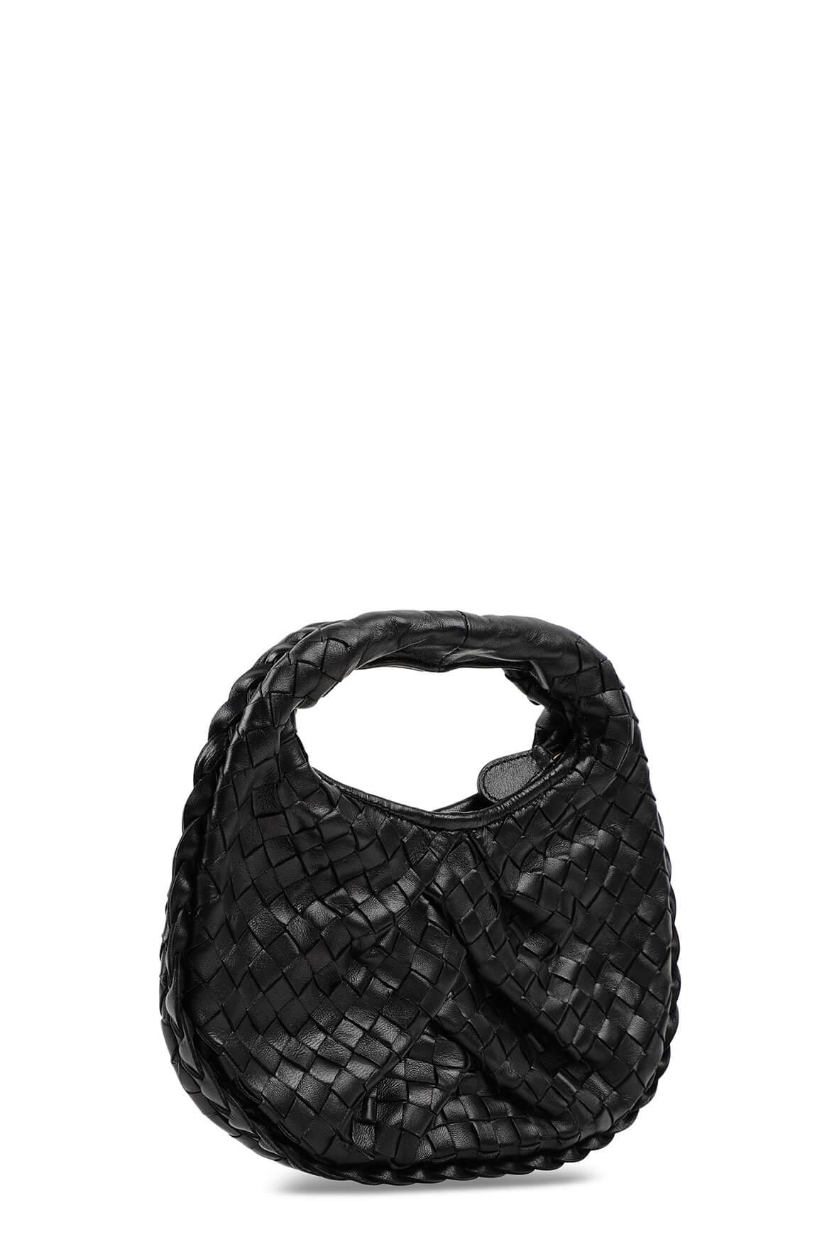 Micro Intrecciato Leather Hobo Black