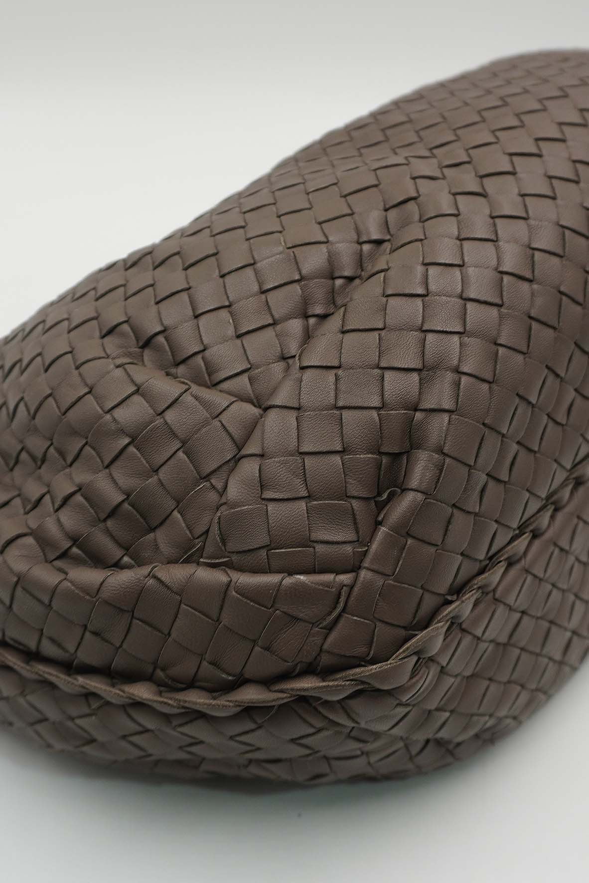 Small Nappa Intrecciato Hobo Bag Brown