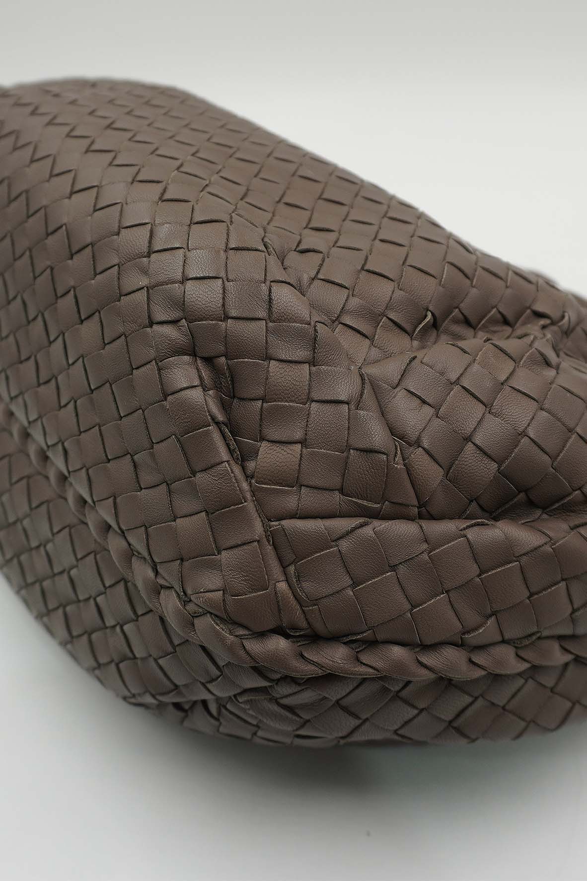 Small Nappa Intrecciato Hobo Bag Brown