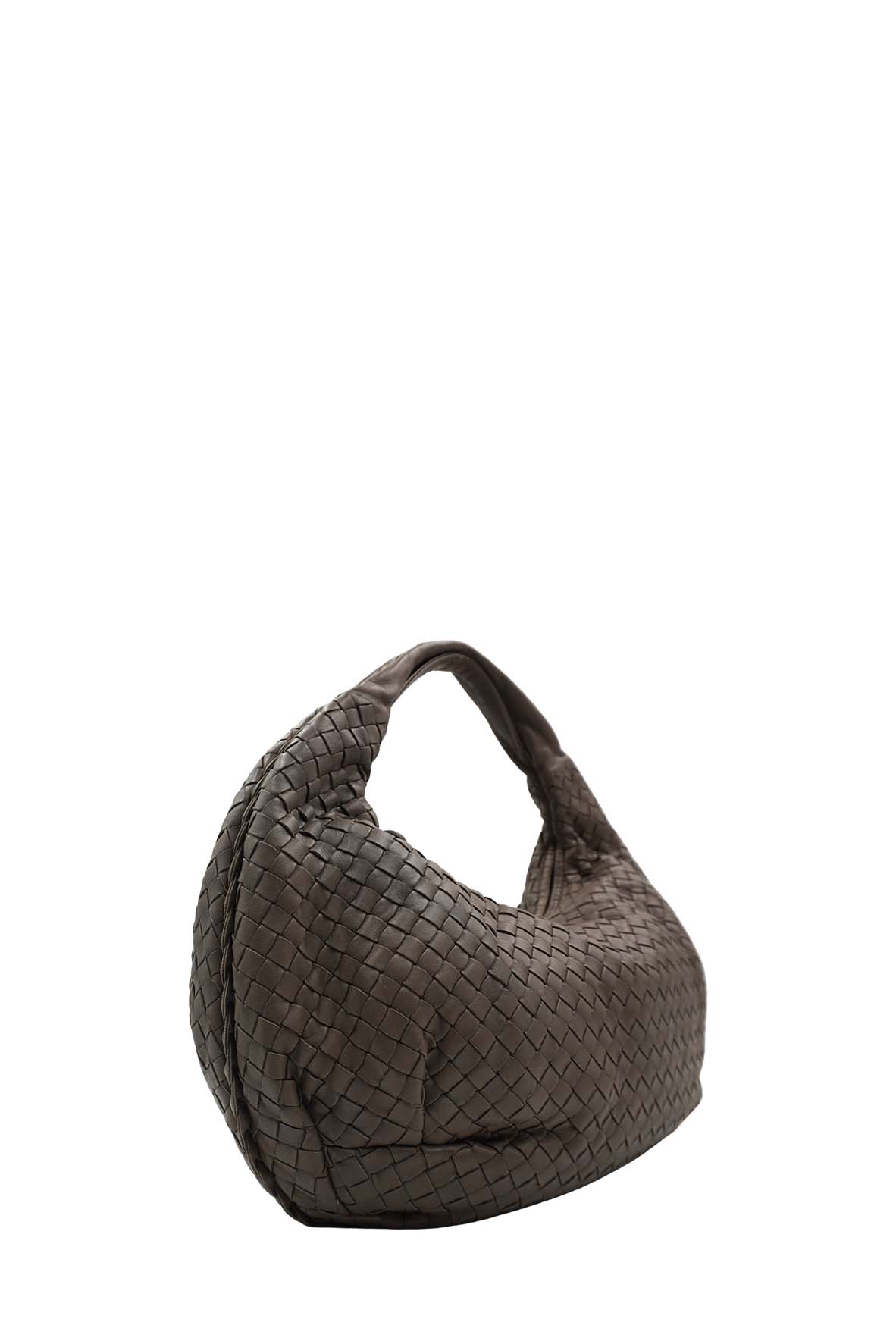 Small Nappa Intrecciato Hobo Bag Brown