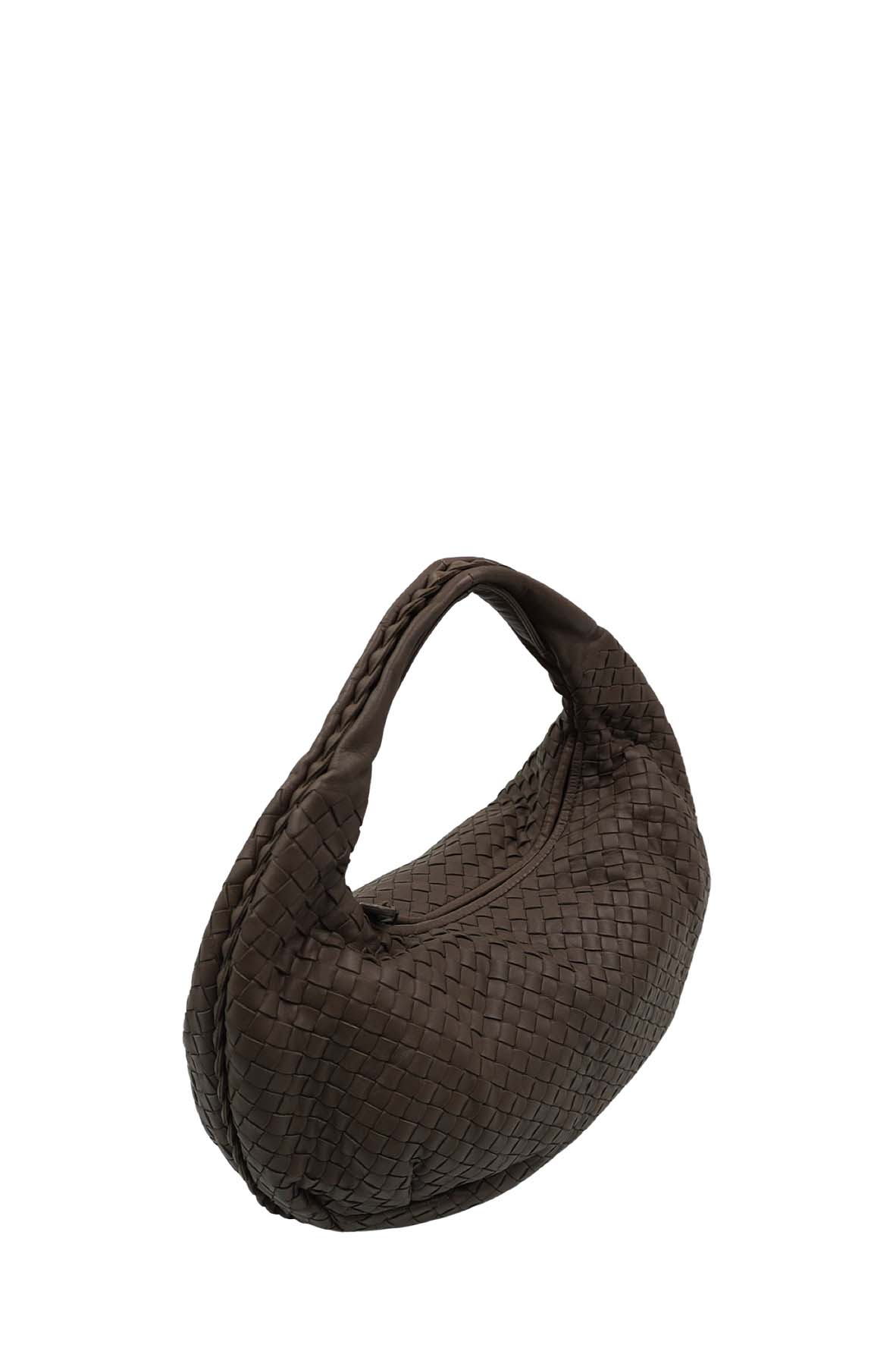 Small Nappa Intrecciato Hobo Bag Brown