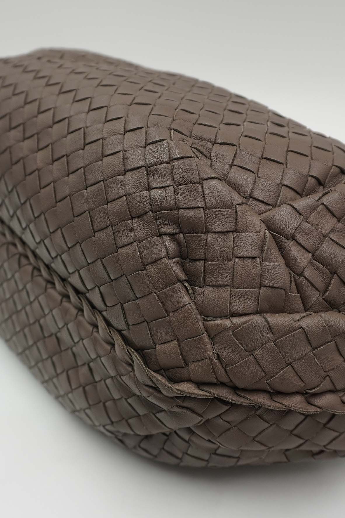 Small Nappa Intrecciato Hobo Bag Brown