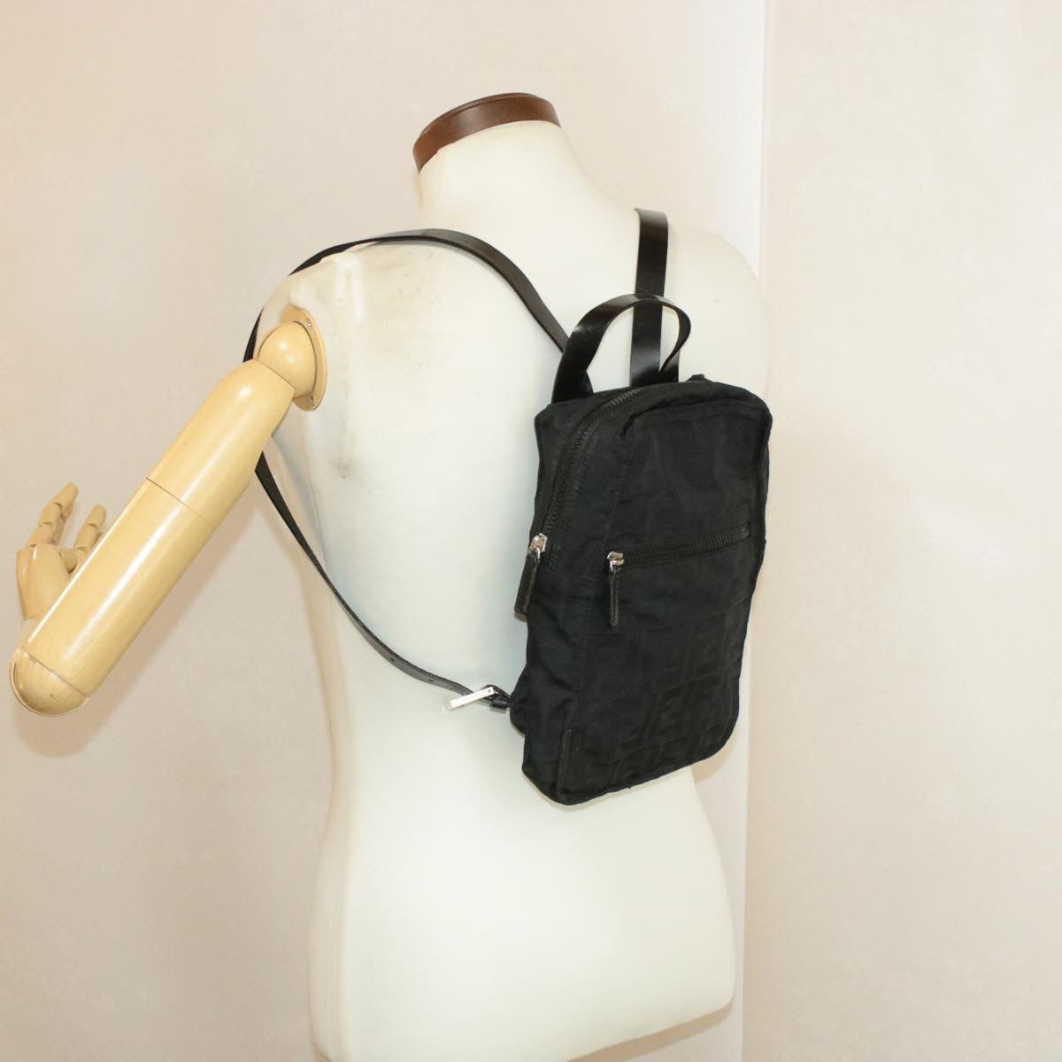 FENDI Zucca Canvas Backpack Nylon Black am149b