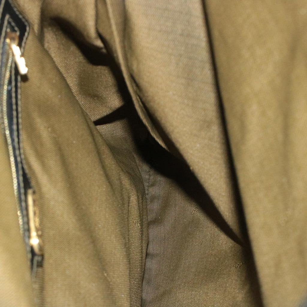 FENDI Zucchino Canvas Shoulder Bag Black Brown am152b