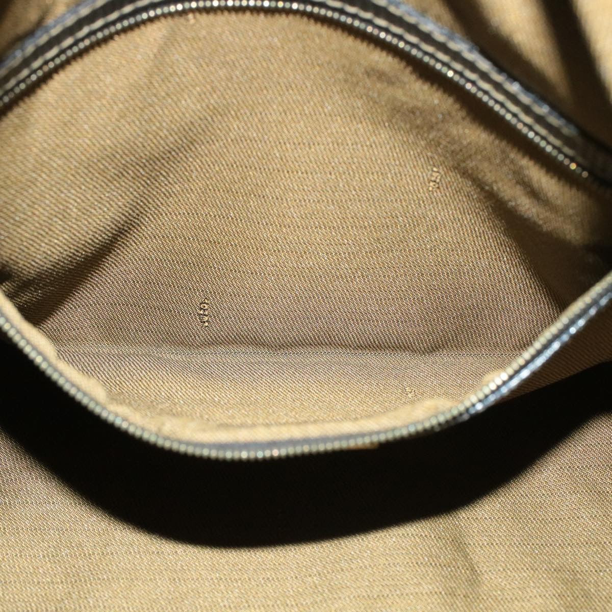 FENDI Zucchino Canvas Shoulder Bag Black Brown am152b
