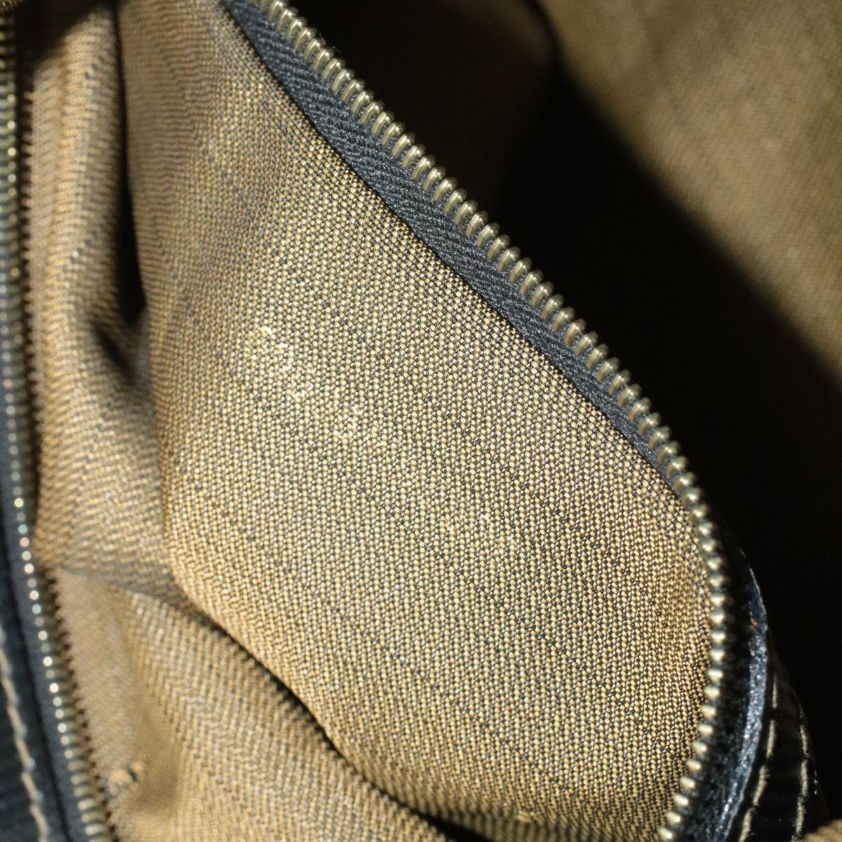 FENDI Zucchino Canvas Shoulder Bag Black Brown am152b