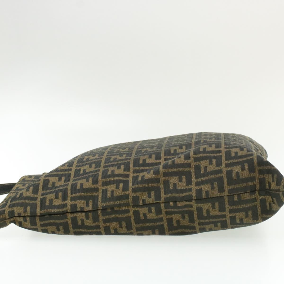 FENDI Zucchino Canvas Shoulder Bag Black Brown am152b