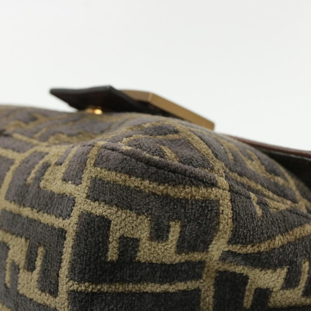FENDI Mamma Baguette Zucca Canvas Shoulder Bag freeze Black Brown am154b