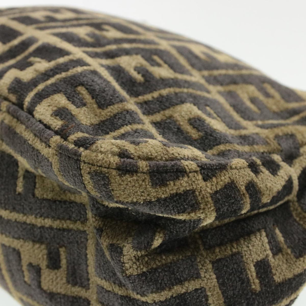 FENDI Mamma Baguette Zucca Canvas Shoulder Bag freeze Black Brown am154b