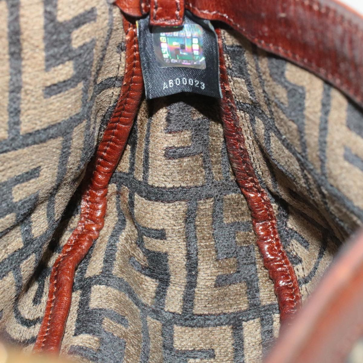 FENDI Mamma Baguette Zucca Canvas Shoulder Bag freeze Black Brown am154b