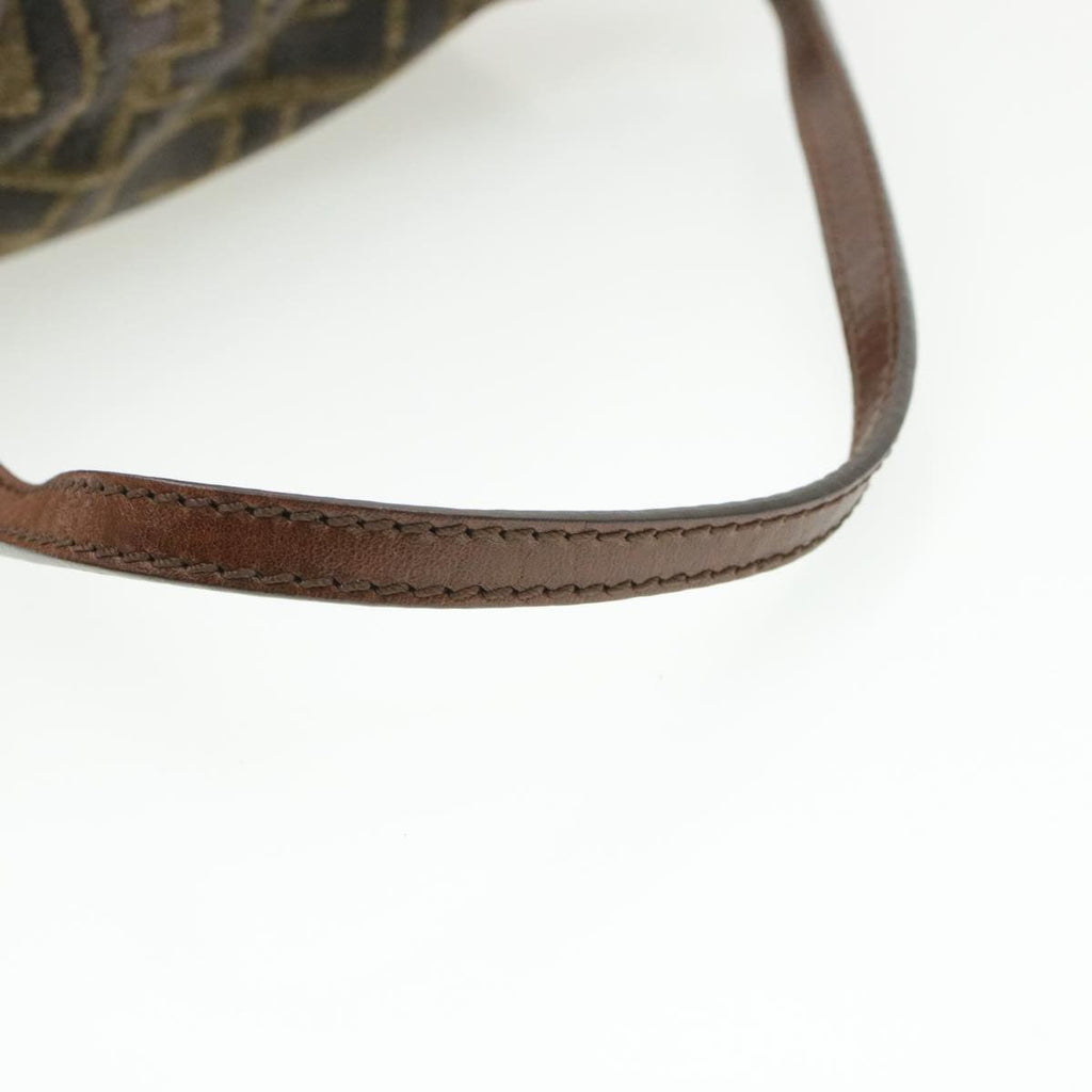 FENDI Mamma Baguette Zucca Canvas Shoulder Bag freeze Black Brown am154b
