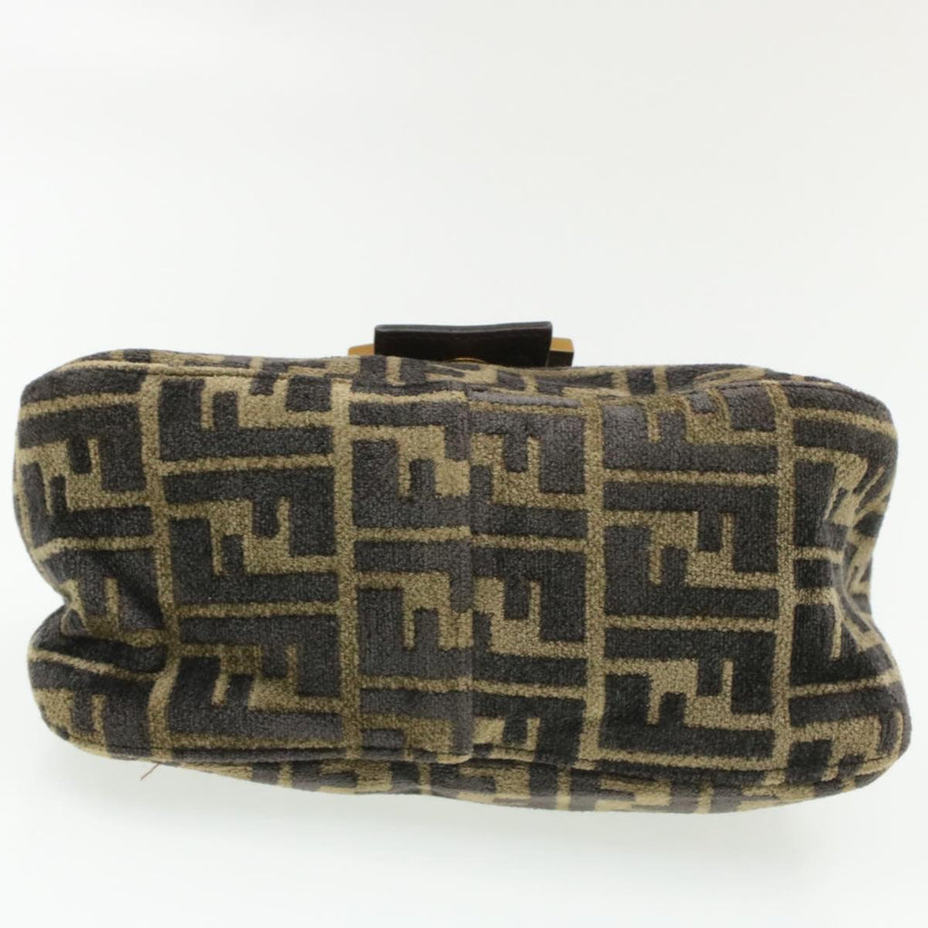 FENDI Mamma Baguette Zucca Canvas Shoulder Bag freeze Black Brown am154b